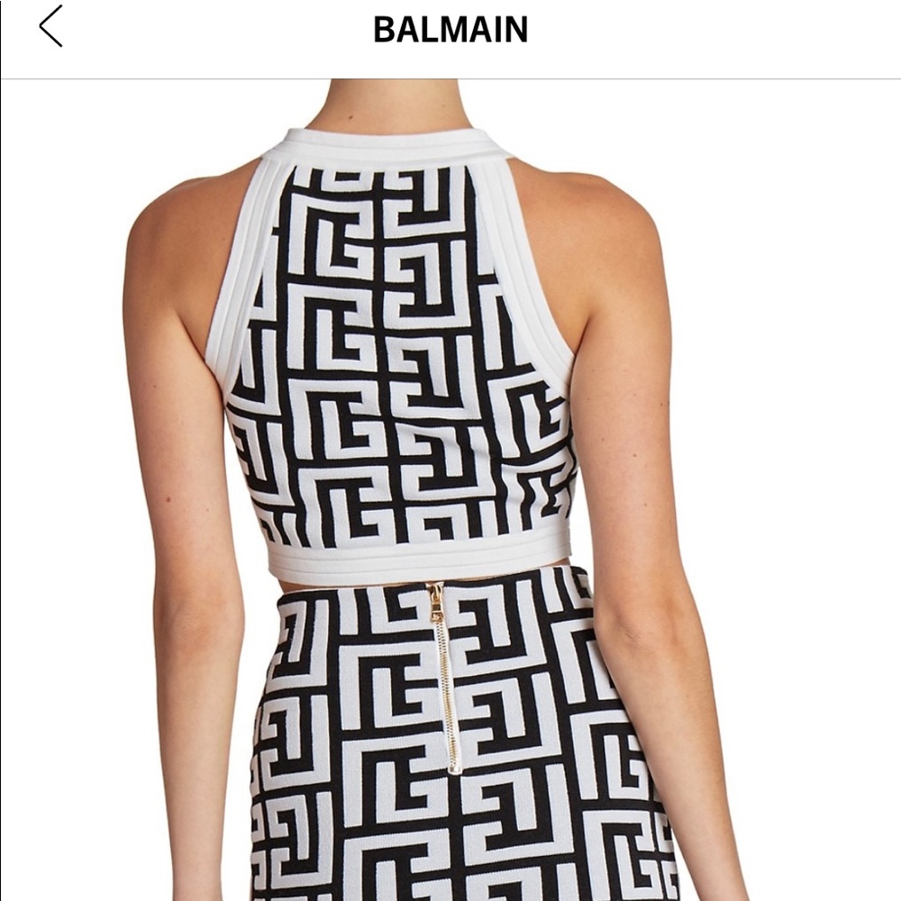 SOLD NWT Balmain Monogram Cropped Top - Picture 3 of 7
